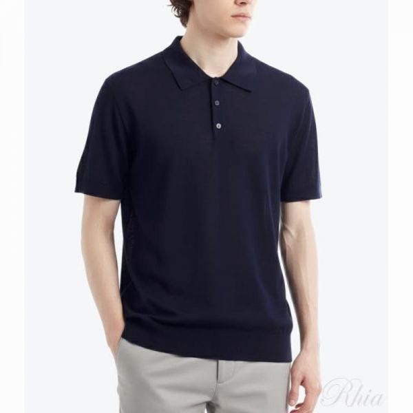 골든구스 26SS 메리노 울 숏 슬리브 폴로 셔츠 GMP01412 P001041 50501 - Golden Goose