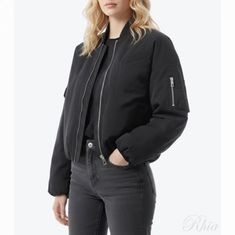 가니 블랙 트윌 오버사이즈 쇼츠 봄버 자켓 F9180 099 썸네일 1