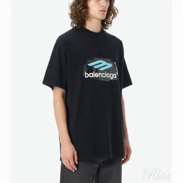 발렌시아가 26SS 3B 테이프 로고 티셔츠 850345 TTVT4 3363 - Balenciaga