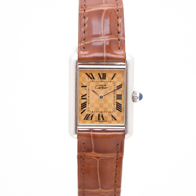 까르띠에 실버 머스트 드 쿼츠 가죽밴드 여성 시계kk60888646 - Cartier