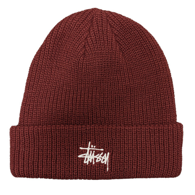 논현 더팩토리 26SS 스투시 BASIC CUFF 베이직 커프 비니 모자 / 다크 레드 (1321019 0613) - Stussy