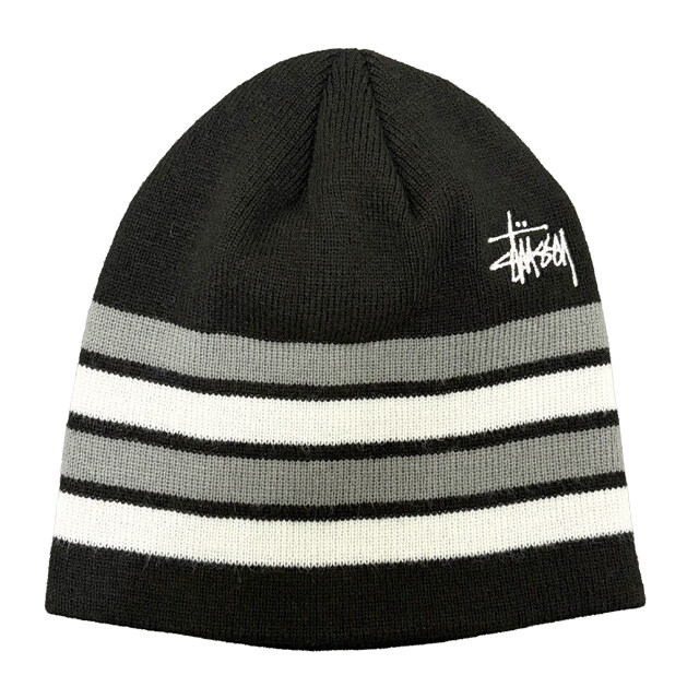 논현 더팩토리 26SS 스투시 BASIC STRIPED SKULL 베이직 스트라이프 스컬캡 비니 모자 / 블랙 (1321236 0001) - Stussy