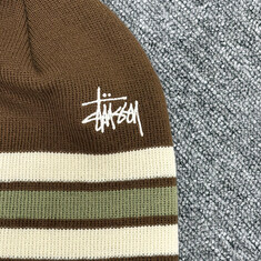 더팩토리 26SS 스투시 BASIC STRIPED SKULL 베이직 스트라이프 스컬캡 비니 모자 / 브라운 (1321236 1001) 썸네일 2