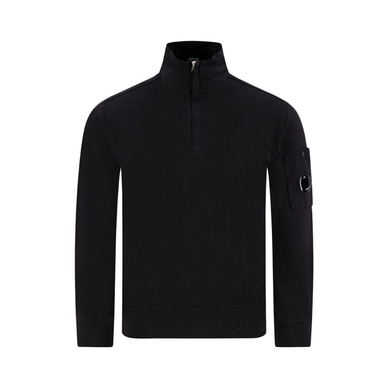 CP컴퍼니 26SS 렌즈 와펜 라이트 플리스 하프집업 맨투맨 블랙 20CMSS022A 002246G 999 - CP company