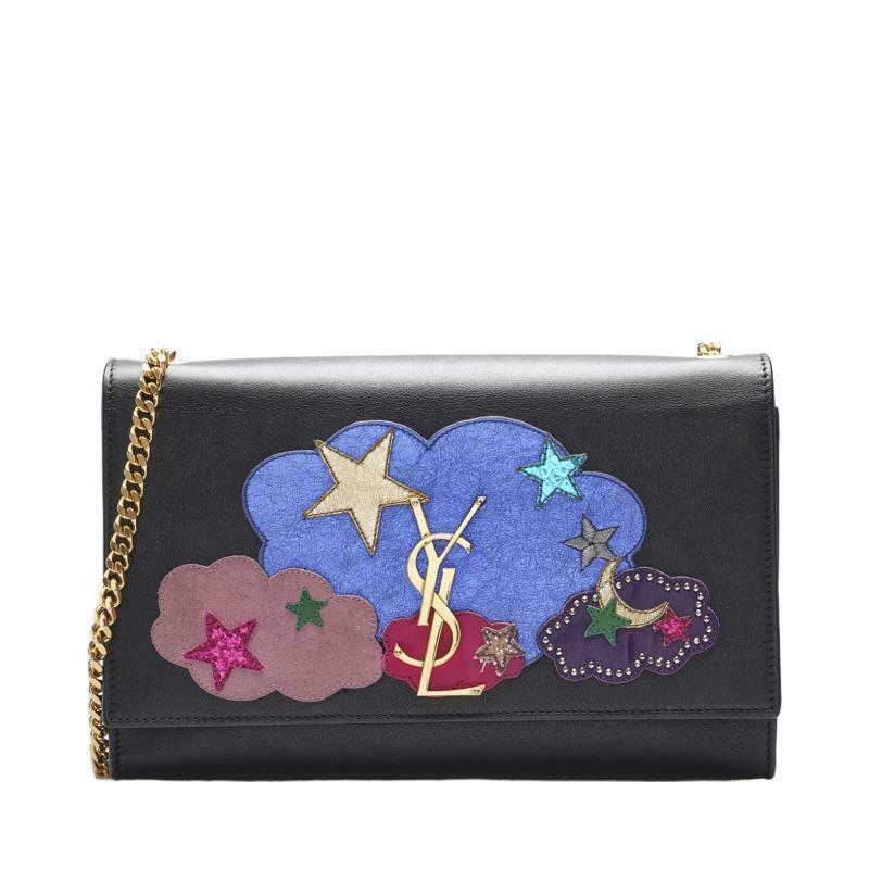 블랙 카프스킨 모노그램 케이트 패치 금장 체인 여성 숄더백 364051 CW7T1 1083 - Saint Laurent