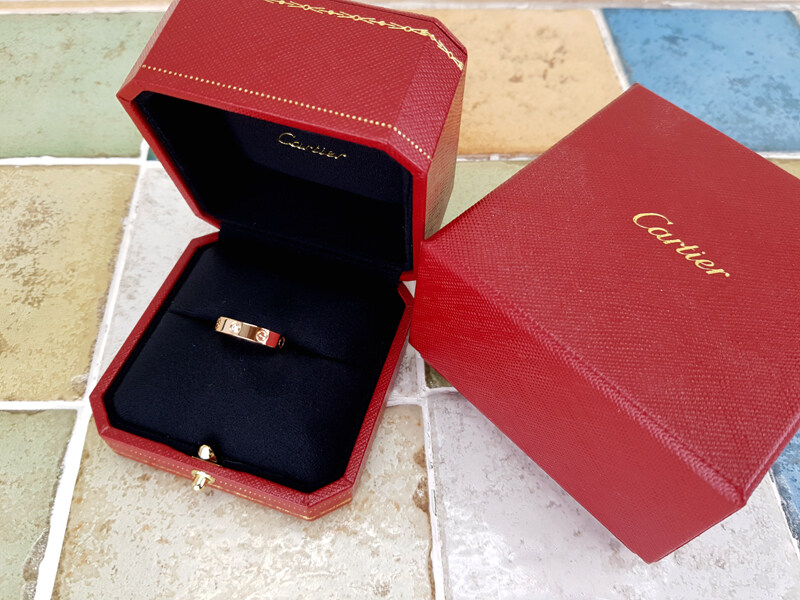 까르띠에 1P 다이아 핑크골드 18K 러브링 반지 50호 - Cartier