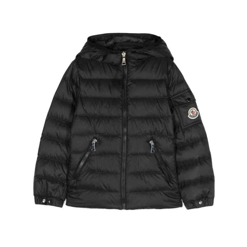 키즈 여성 GLES 로고 패치 후드 패딩자켓 블랙 1A000 31 597YF 999 - Moncler