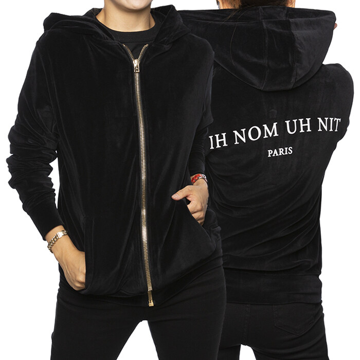 이놈어닛 여성 벨로어 백로고 후드집업 블랙 NOM18208 - Ih Nom Uh Nit