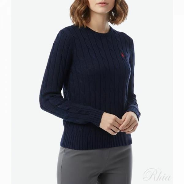 폴로랄프로렌 26FW 포니로고 자수 피마코튼 케이블 니트 211971869008 - Polo Ralph Lauren