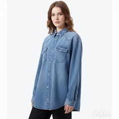 폴로랄프로렌 오버사이즈 핏 데님 웨스턴 셔츠 211940722001 썸네일 1