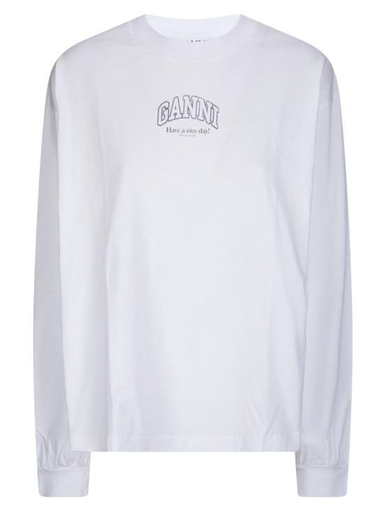26SS 가니 긴팔 티셔츠 A1050068151 BRIGHT WHITE DOM - Ganni