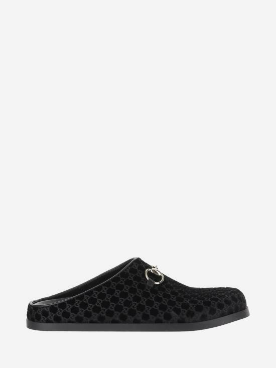 25FW 구찌 벨벳 홀스빗 뮬 837130FAEUF1000 BLACK DOM - Gucci