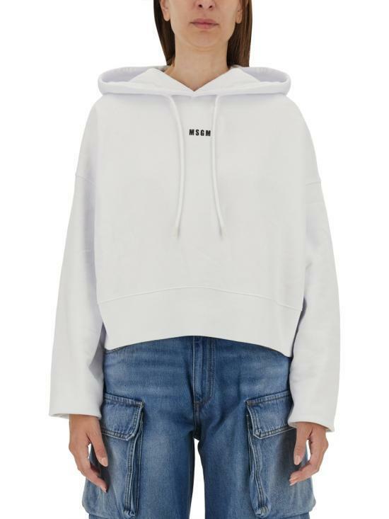 엠에스지엠 마이크로 로고 크롭 후드 티셔츠 2000MDM50920000101 WHITE DOM - MSGM