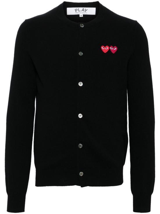 26SS 꼼데가르송 플레이 더블 하트 가디건 AXN0570511 BLACK DOM - Comme des Garcons