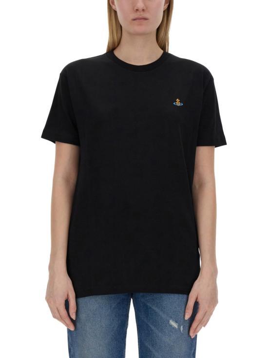 26SS 비비안웨스트우드 클래식 ORB 로고 티셔츠 3G010013J001MN401 BLACK DOM - Vivienne Westwood