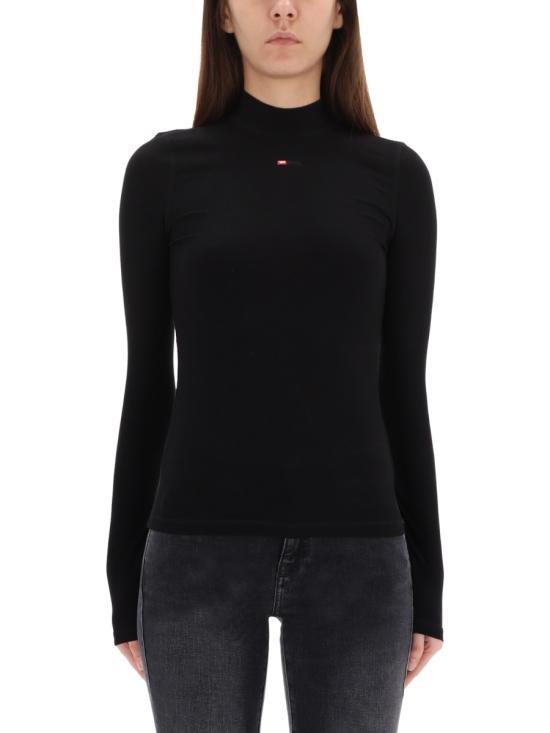 25FW 디젤 T 목키 Ls 마이크로디브 모크넥 립드 티셔츠 A103990BLAN9XX BLACK DOM - Diesel