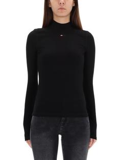 25FW 디젤 T 목키 Ls 마이크로디브 모크넥 립드 티셔츠 A103990BLAN9XX BLACK DOM 썸네일 1