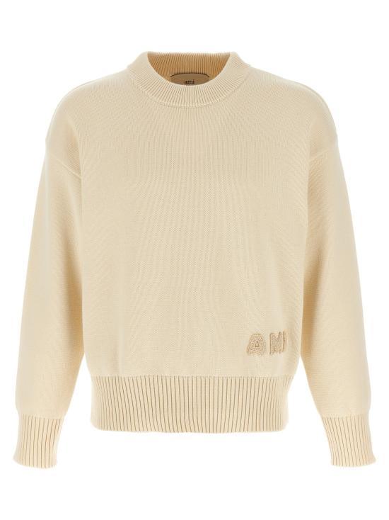 25SS 아미 로고 자수 스웨터 HKS163KN0063136 BLANC CREME DOM - Ami