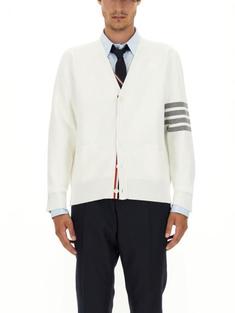 26SS 톰브라운 코튼 밀라노 스티치 4바 V넥 가디건 MKC171A00219100 WHITE DOM 썸네일 1