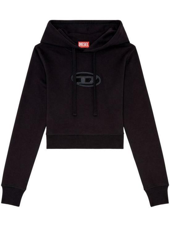 25FW 디젤 F 슬리미 후드 Od 컷 아웃 로고 크롭 후드티셔츠 A157140GRAC9XX BLACK DOM - Diesel