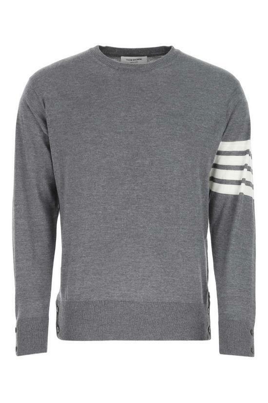 26SS 톰브라운 사선완장 메리노 울 니트 MKA002AY1014038 MED GRAY DOM - Thom Browne