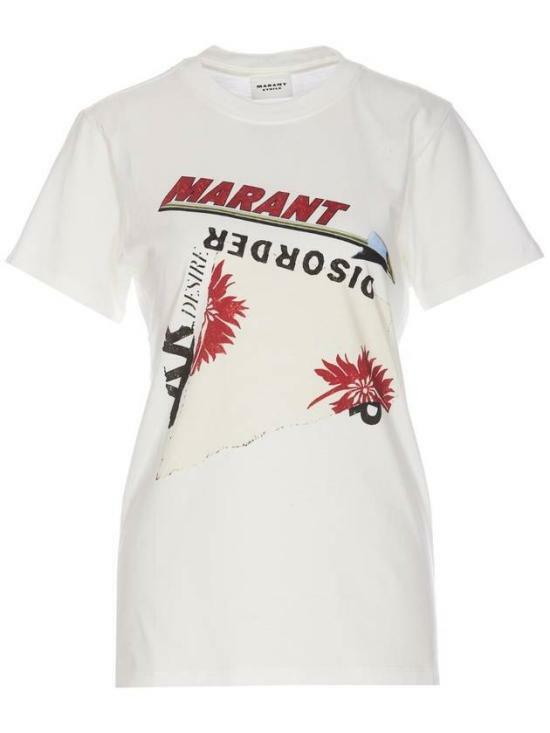 이자벨마랑 ZOELINE 조엘린 프린팅 반팔 티셔츠 TS0147FAB3N06E20WH WHITE DOM - Isabel Marant