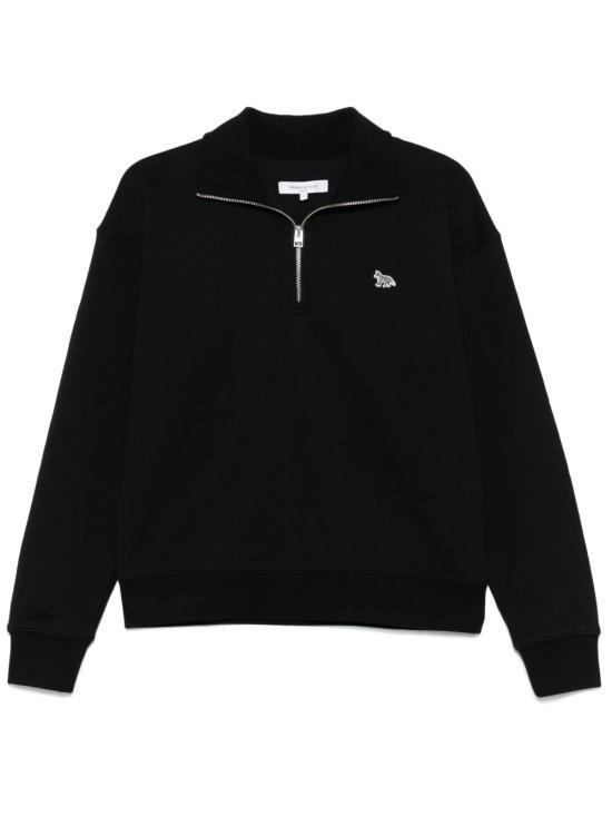 메종키츠네 베이비 폭스 하프집 스웨트셔츠 MW00304KM0325P199 BLACK DOM - Maison Kitsune
