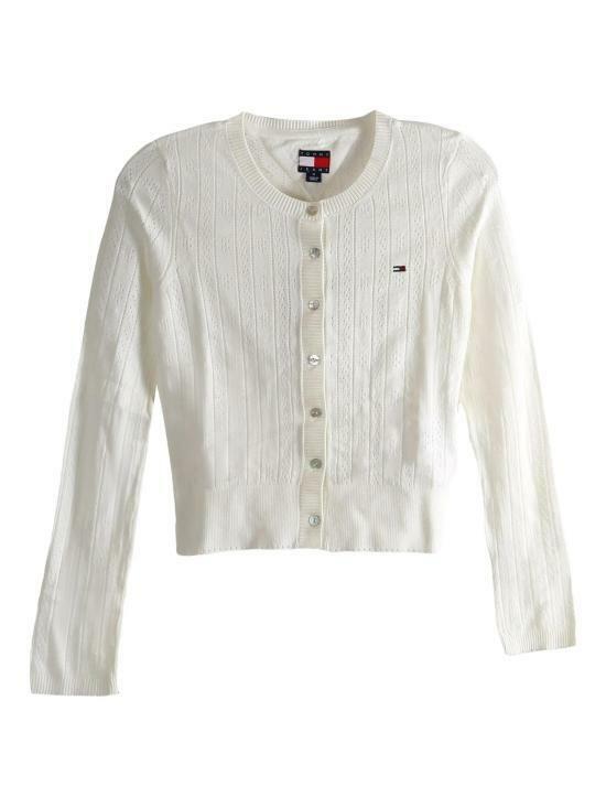 25FW 타미힐피거 포인텔 크루넥 가디건 DW20966YBL ECRU DOM - Tommy Hilfiger