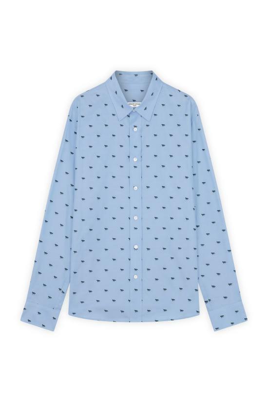 메종키츠네 긴팔 셔츠 MM00408WC5022B410 LIGHT BLUE GREEN DOM - Maison Kitsune