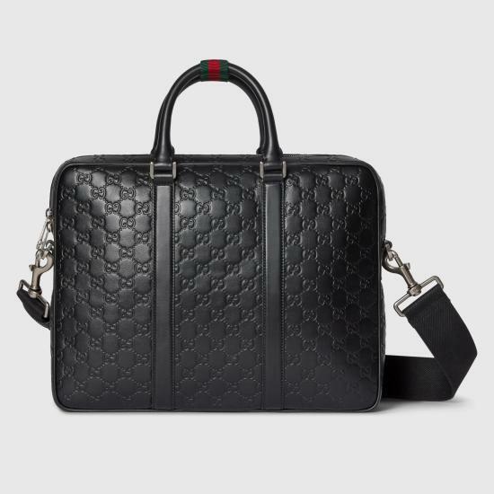 26SS 구찌 GG 엠블럼 라지 브리프케이스 850222AAFOM1053 BLACK DOM - Gucci