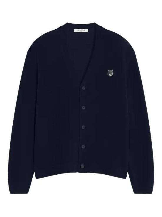 25FW 메종키츠네 폭스 헤드 램스울 컴포트 가디건 PM00502KT10060413 CLASSIC NAVY DOM - Maison Kitsune