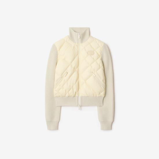 26SS 버버리 체크 스티치 나일론 앤 울 자켓 8118256 CERAMIC WHITE DOM - Burberry