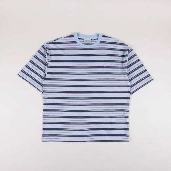 25SS 칼하트 WIP 반팔 티셔츠 I0346402PYXX NATHAN STRIPE AIR SKY DOM - Carhartt