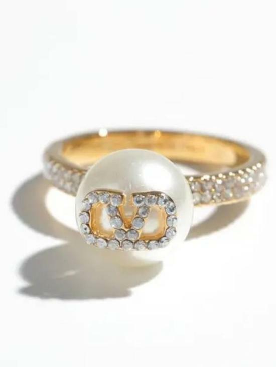 발렌티노 가라바니 반지 5W0J0W71QVSY495W2J0W71QVSY49 ORO CREAM CRYSTAL SILVER SHADE DOM - Valentino Garavani