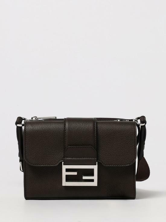 25FW 펜디 레더 더블 바게트백 7VA649APDRF0H3A BROWN DOM - Fendi