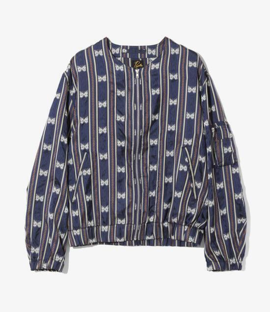 25SS 니들스 라인 크루 자켓 파피용 스트라이프 자카드 QV105 NAVY DOM - Needles