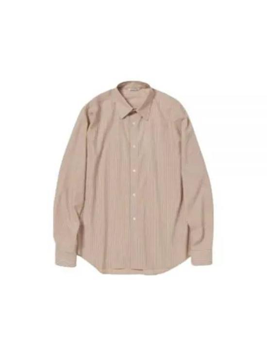오라리 긴팔 셔츠 A24SS01WW LIGHT BROWN STRIPE DOM - Auralee