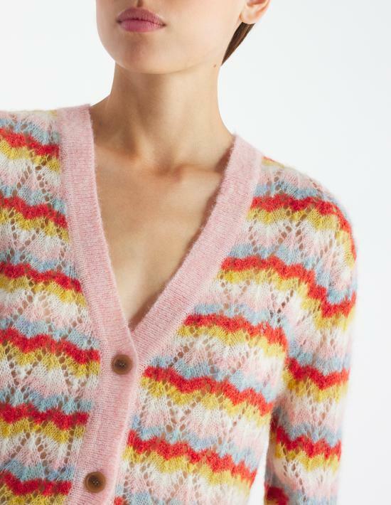 메종키츠네 가디건 NW00501KF00020032 PASTURE ROSE WILD STRAWBERRY DOM - Maison Kitsune