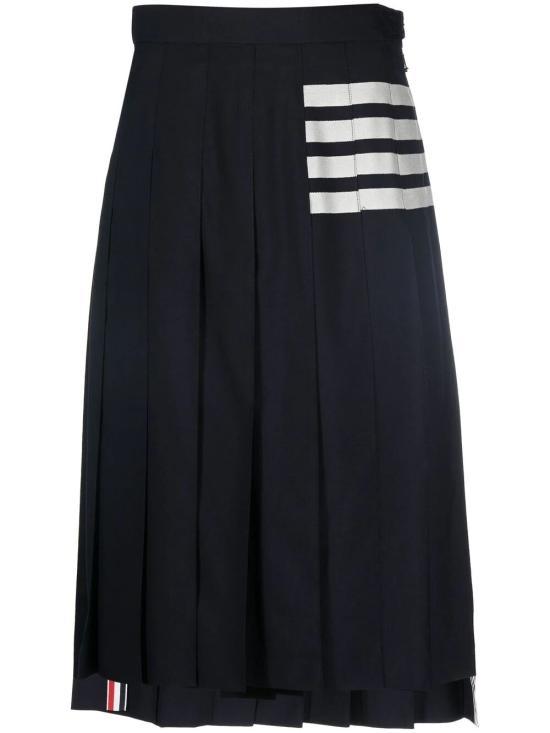 25SS 톰브라운 울 플레인 위브 플리츠 4바 스커트 FGC400V06146415 NAVY DOM - Thom Browne