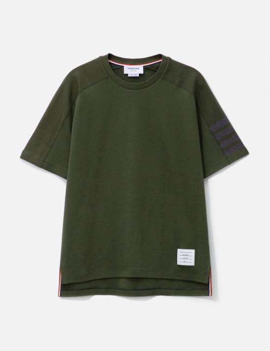 26SS 톰브라운 코튼 4바 숏 슬리브 티 MJS246A07323320 DK GREEN DOM - Thom Browne
