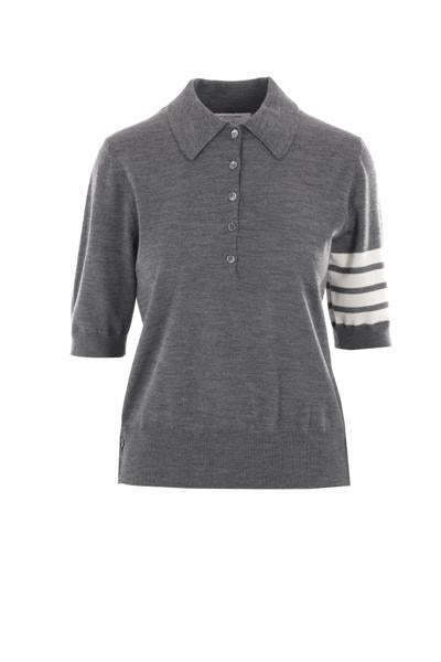 26SS 톰브라운 울 4바 릴렉스드 폴로 니트 FKP053AY1014035 MED GRAY DOM - Thom Browne