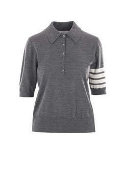 26SS 톰브라운 울 4바 릴렉스드 폴로 니트 FKP053AY1014035 MED GRAY DOM 썸네일 1