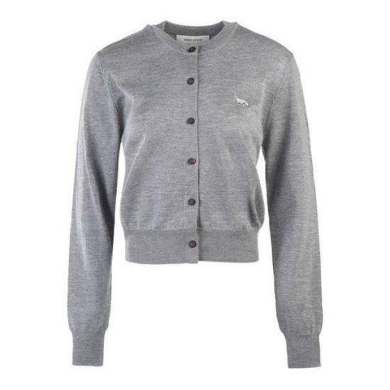메종키츠네 베이비 폭스 패치 레귤러 가디건 MW00507KT1036H131 MEDIUM GREY MELANGE DOM - Maison Kitsune