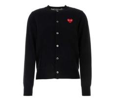 26SS 꼼데가르송 플레이 레드 하트 니트 가디건 AXN0070511 BLACK DOM 썸네일 1