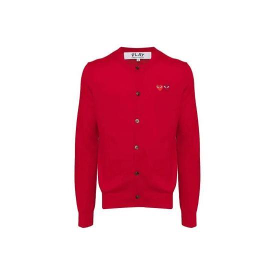 26SS 꼼데가르송 플레이 더블 하트 가디건 AXN0570515 RED DOM - Comme des Garcons