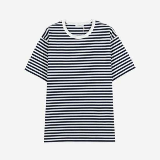 나나미카 반팔 티셔츠 SUHS425ENW NAVY X WHITE DOM - Nanamica