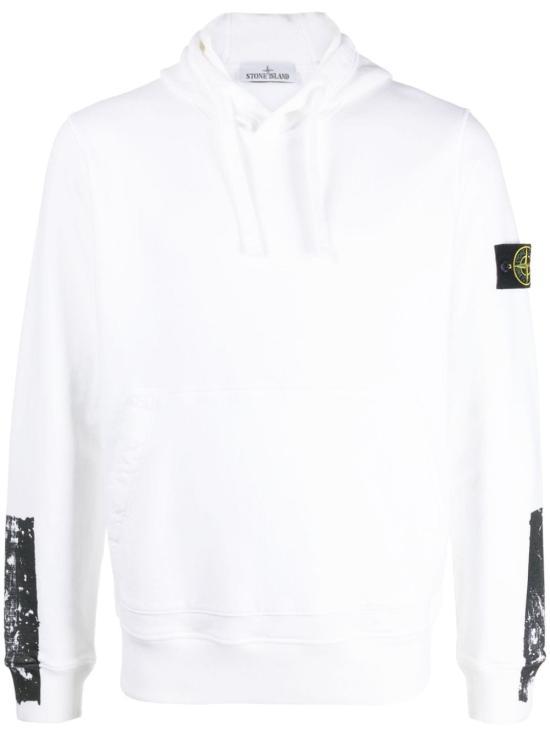 스톤 아일랜드 테이프 포 프린트 후드 티셔츠 791567461V0001 WHITE DOM - Stone Island