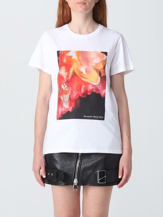 알렉산더 맥퀸 반팔 티셔츠 758060QZAJ10900 WHITE DOM - Alexander McQueen