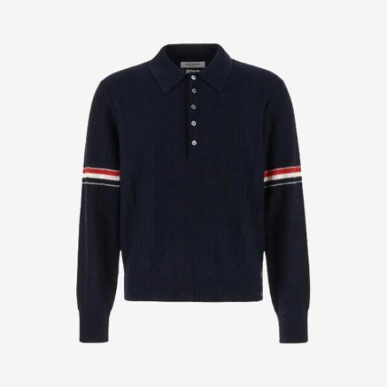 25SS 톰브라운 울 릴렉스 암 밴드 폴로 셔츠 MKP108AY1002415 NAVY DOM - Thom Browne