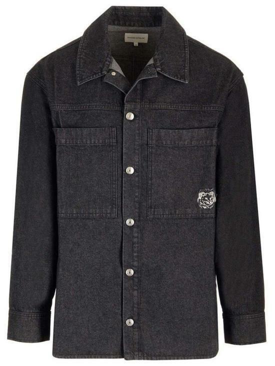 메종키츠네 긴팔 셔츠 LM00408WW0081P160 WASHED BLACK DOM - Maison Kitsune